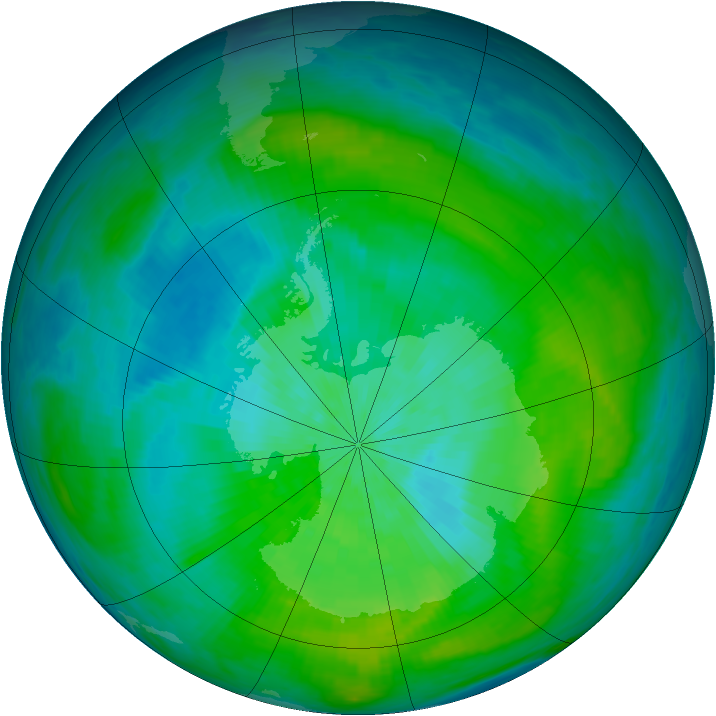 Antarctic ozone map for 01 March 1980